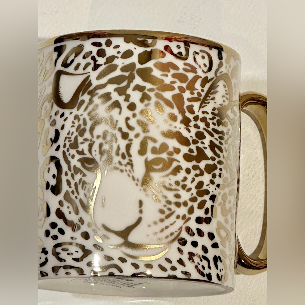Leopard Print Mug with Gold Accents-New